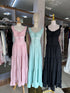 Spring Ruched Tie Neckline Sleeveless Long Sundresses